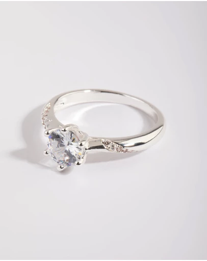 Lovisa - Silver Plated Twisted Ring with Cubic Zirconia
