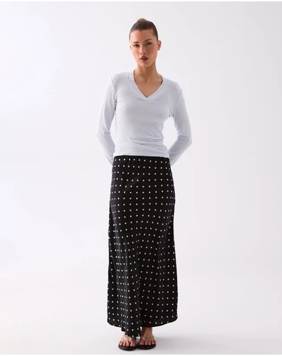 Style Addict - Inez Long Polka Dot Skirt