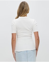 DRICOPER DENIM - Split White Rib Top