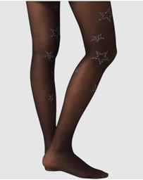 High Heel Jungle - Glitter Star Sheer Tights - One Size