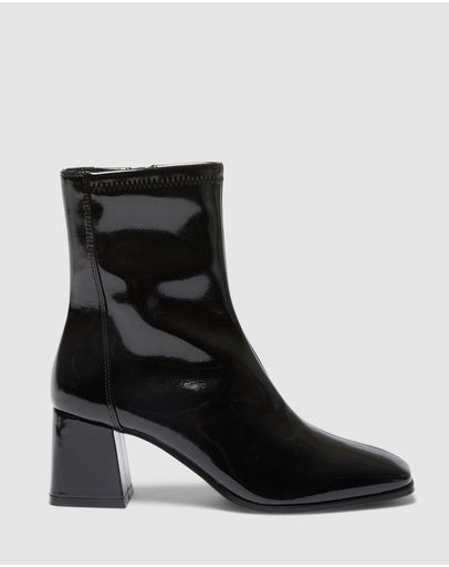 BLACK PATENT CRINKLE STR