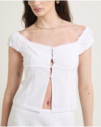 Subtitled - Janita Off Shoulder Lace Trim Top
