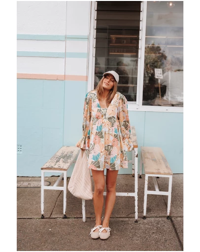 Petal & Pup - Aruna Mini Dress - Retro Orange Floral