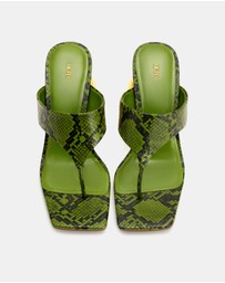 JW PEI - Naomi Snakeskin Heeled Flip Flops