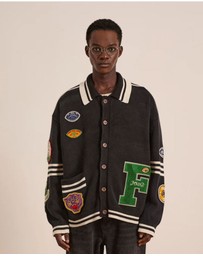 Found - Varsity Patch Collared Cardigan