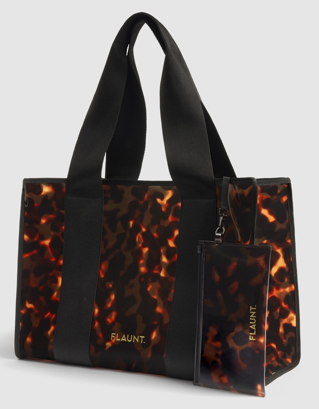 Flaunt - Flaunt Faux Tortoise Shell Everyday Tote w/ Pouch