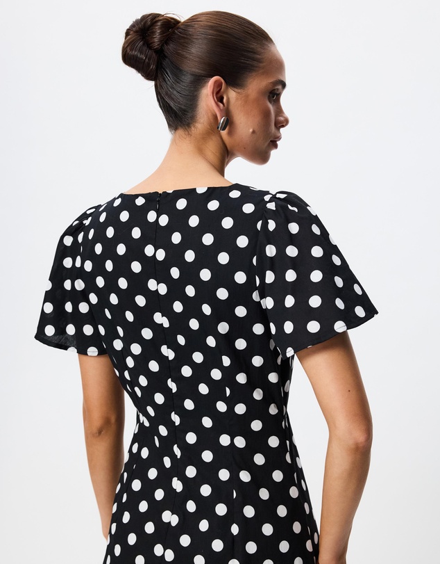 Tussah - Merlyn V Neck Polka Dot Midi Dress