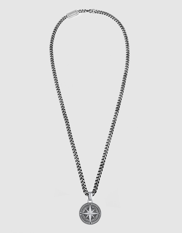 Kuzzoi - ICONIC EXCLUSIVE - Compass Pendant Necklace in Oxidised 925 Sterling Silver