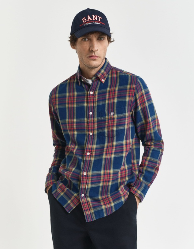 Gant - Regular Fit Checked Indigo Twill Shirt