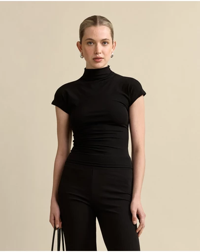 MVN - High Neck Cap Sleeve Top