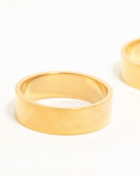 Lovisa - Waterproof Gold Plated Stainless Steel Double Cigar Band Rings 2-Pack