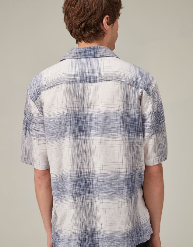NEXT - Linen Blend Check Short Sleeve Shirt