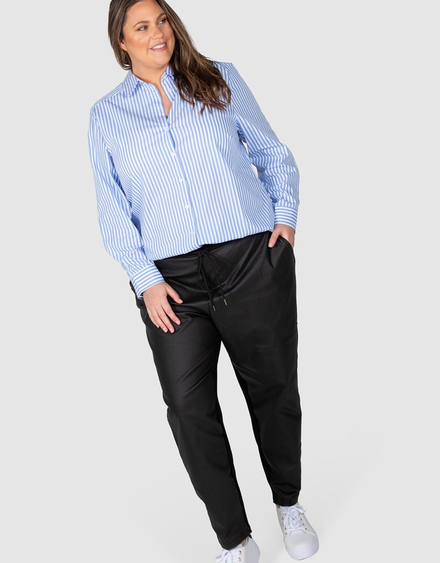 Love Your Wardrobe - Arlo PU & Ponte Drawstring Pant