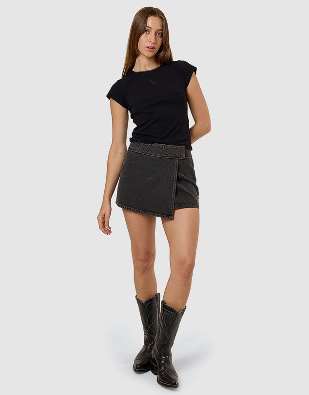 Thrills - Night Shift Wrap Mini Skirt