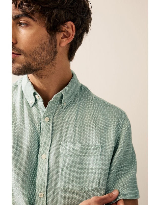 NEXT - Short Sleeve Linen Blend Shirt Button Down Collar