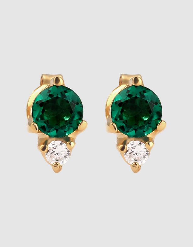 Elli Jewelry - Zirconia Circle Stud Earrings in Gold-Plated 925 Silver