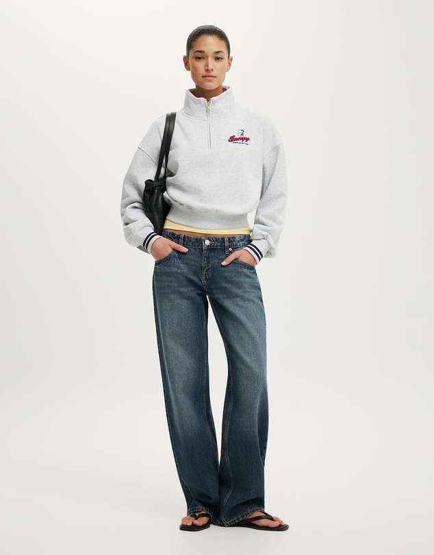 Cotton On - Quarter Zip License Graphic Sweatshirt