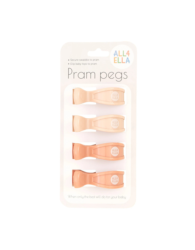 All 4 Ella - 4pk Pram Pegs Cream/Peach