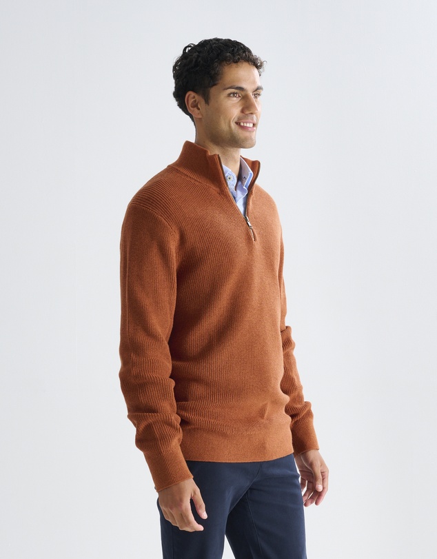 3 Wise Men - 3 Wise Men Frost Zip Neck Wool Blend Knit - Deep Navy