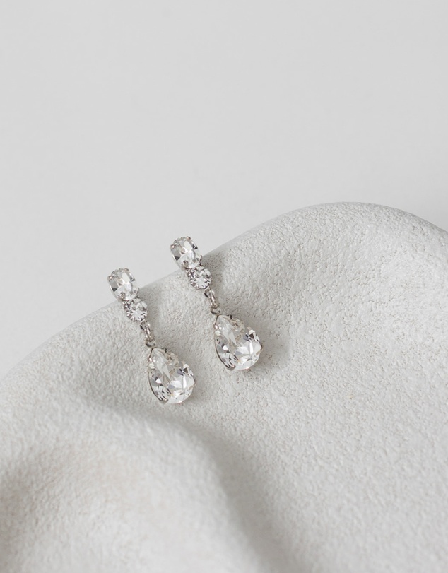 The White Collection - Bianca - Elegant Silver Bridal Drop Earrings