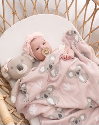 Living Textiles - Australiana Jacquard Blanket - Koala/Blush
