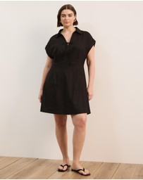 Atmos&Here Curvy - Marni Linen Blend Tie Front Mini Dress