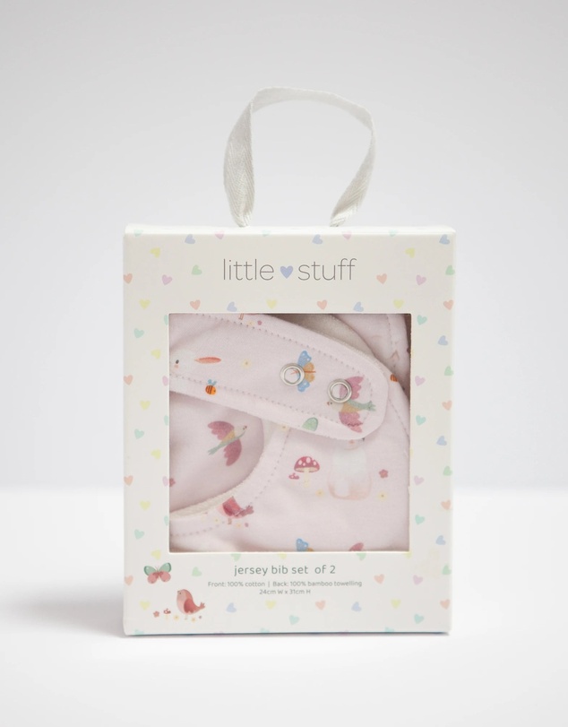 Little Stuff - Butterfly Garden Jersey Bibs Set Of 2