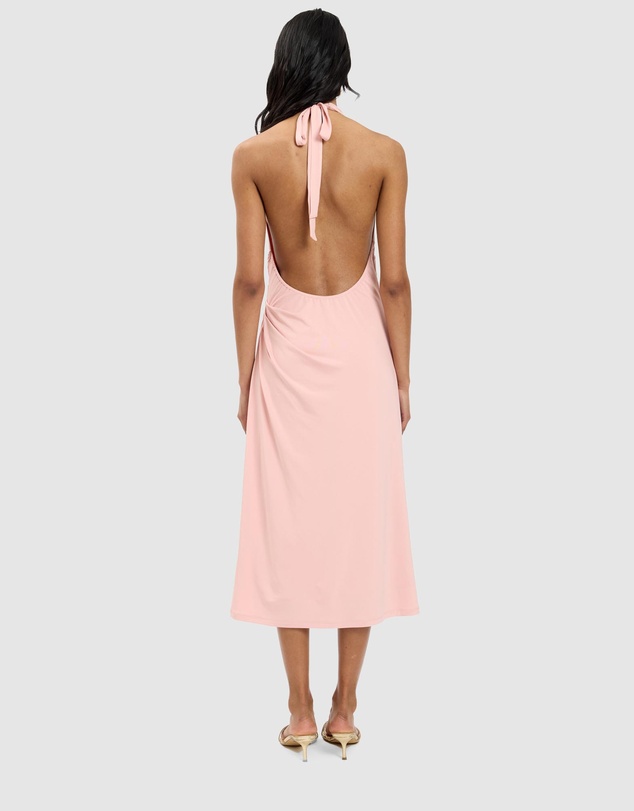 With Harper Lu - Pleated Backless Halter Dress