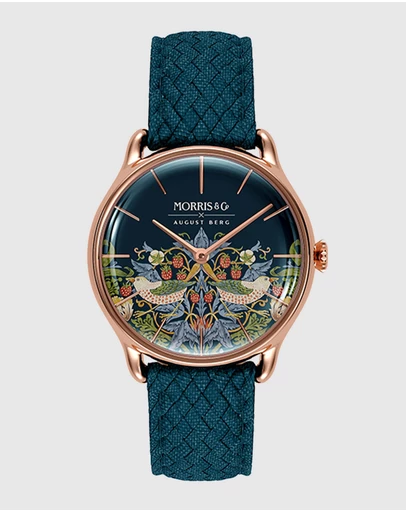 August Berg - Morris & Co 30mm Indigo Strawberry Thief Watch