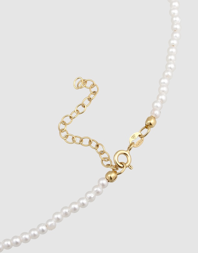Elli Jewelry - Necklace Choker Ribbon Pearl 925 Sterling Silver Gold Plated