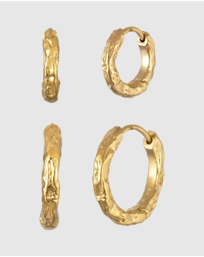 Elli Jewelry - Organic Hoop Set in Gold-Plated 925 Silver