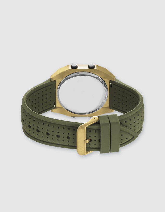 Maxum - Raglan Tide Watch – Gold Case, Black Dial & Green Silicone Strap