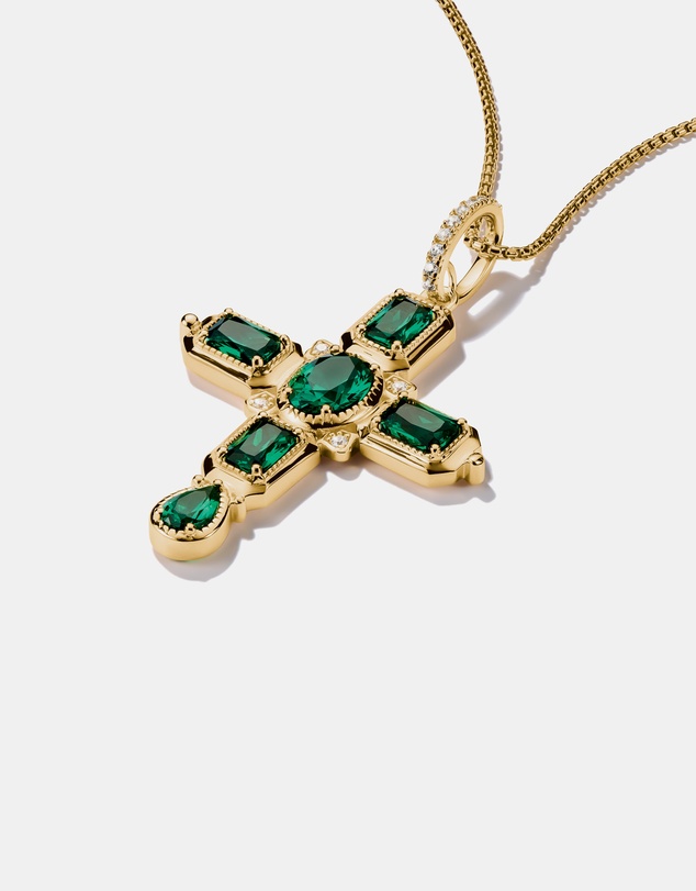 THOMAS SABO - THOMAS SABO Cross Pendant with Green Zirconia Stones