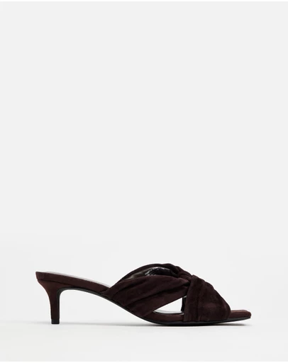 Atmos&Here - Ember Twist Detail Square Toe Suede Heels