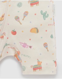 Purebaby - 2 Pack Short Sleeve Printed Growsuit -Babies