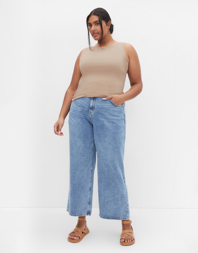 City Chic - Plus size Ally Tank Top - stone