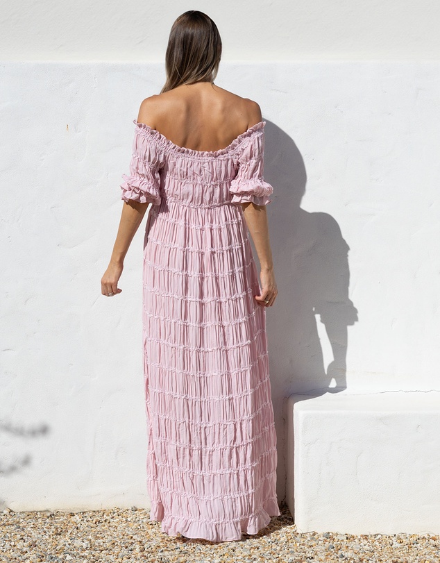 Angel Maternity - Marianna Sheer Maternity Photoshoot Dress in Blush Pink