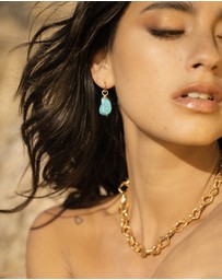 Ottoman Hands - Ava Turquoise Drop Huggie Earrings