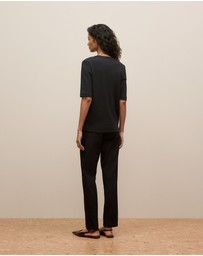 Trenery - Australian Cotton Half Sleeve T-shirt in Black
