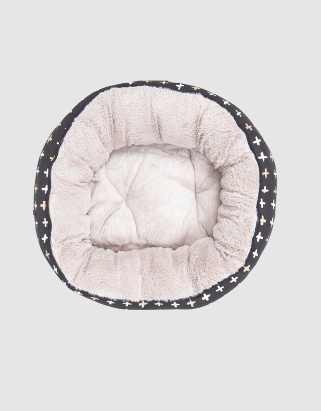 Mog & Bone - Reversible Cat Bed - Black Metallic Cross Print
