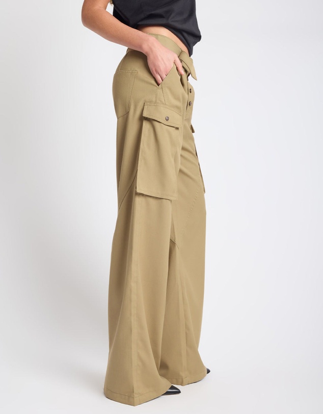 ONE TEASPOON - Elemental High Waist Tencel Cargo Pants - Khaki