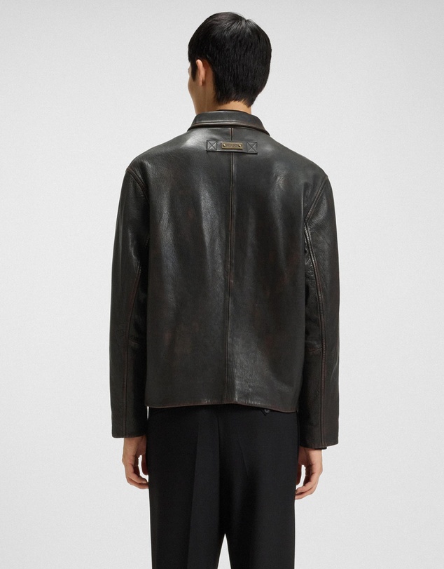 HUGO - Grain Leather Jacket With Topstitching