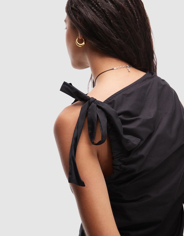 TOPSHOP - Poplin Ruched-Shoulder Sleeveless Top
