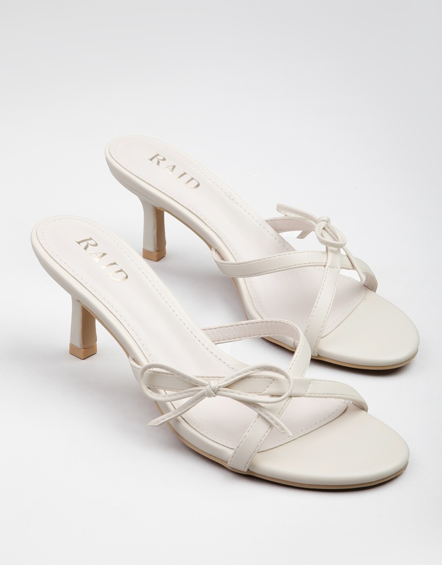 RAID - Ginni heeled mules with bow in Cream