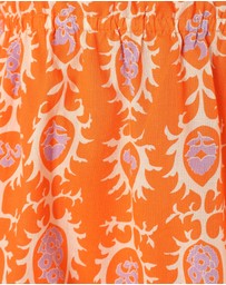 Petal & Pup - Carmen Off Shoulder Mini Dress - Orange Print