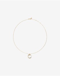 Michael Hill - Two-Tone Double Circle Pendant Hammered Finish Necklace in 10kt White and Yellow Gold