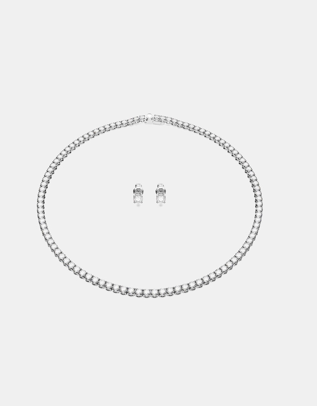 Swarovski - Matrix Tennis set, Round cut, White, Rhodium plated