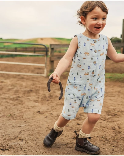 Kynd Baby - Woven Shortall in Country Blue