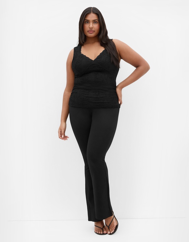 City Chic - Plus size Haze Sleeveless Lace Top - black