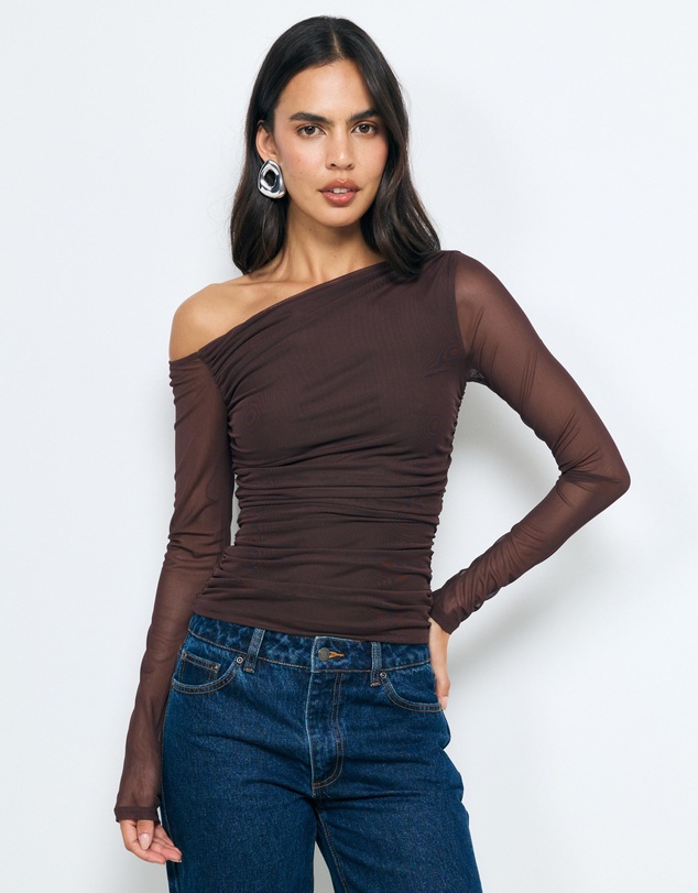 AERE - Chloe Off Shoulder Mesh Top